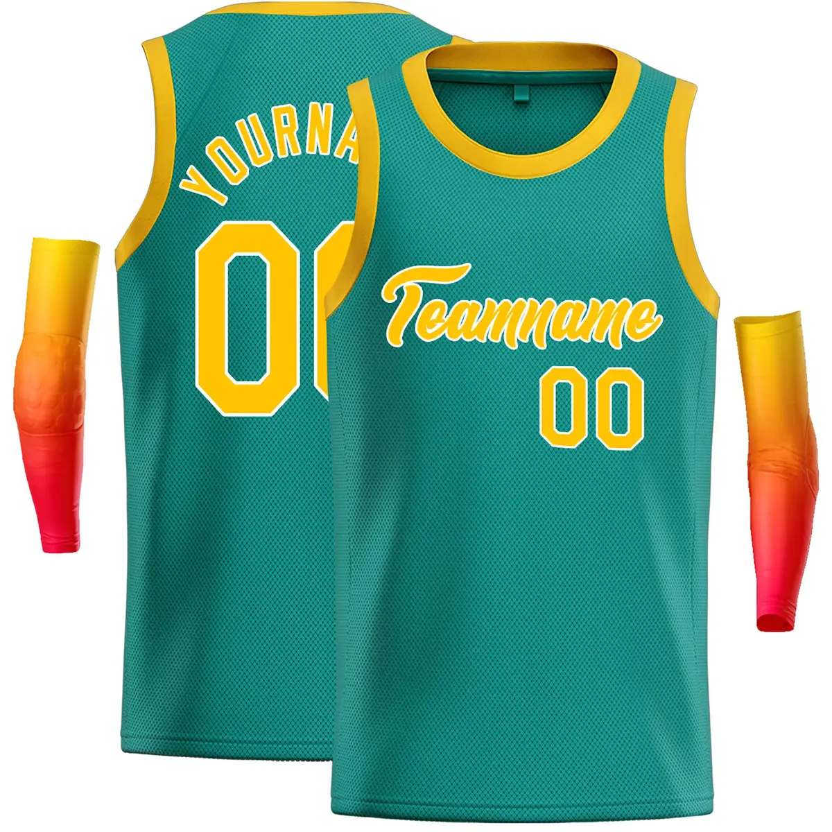 Teal Yellow-White Classic Casual Basketball Jersey