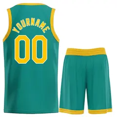 Teal Yellow-White Classic Heal Sports Basketball Jersey 2