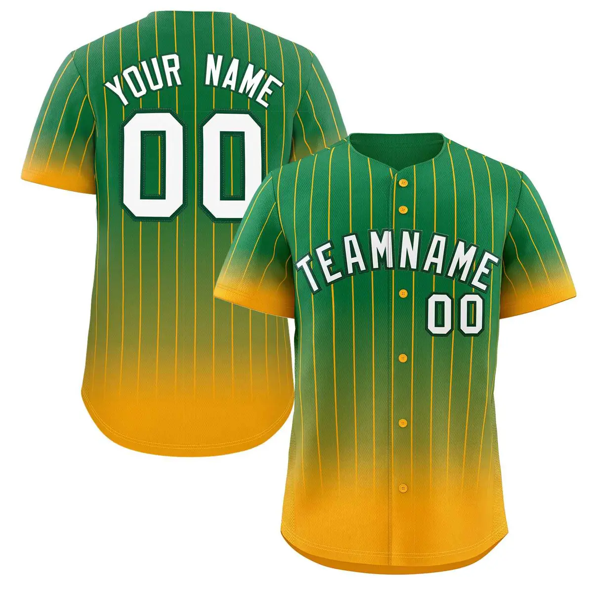 Teal Yellow-White Gradient Stripe Baseball Jersey