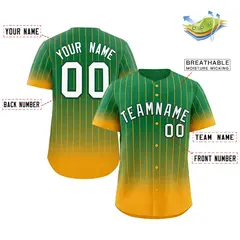 Teal Yellow-White Gradient Stripe Baseball Jersey 2