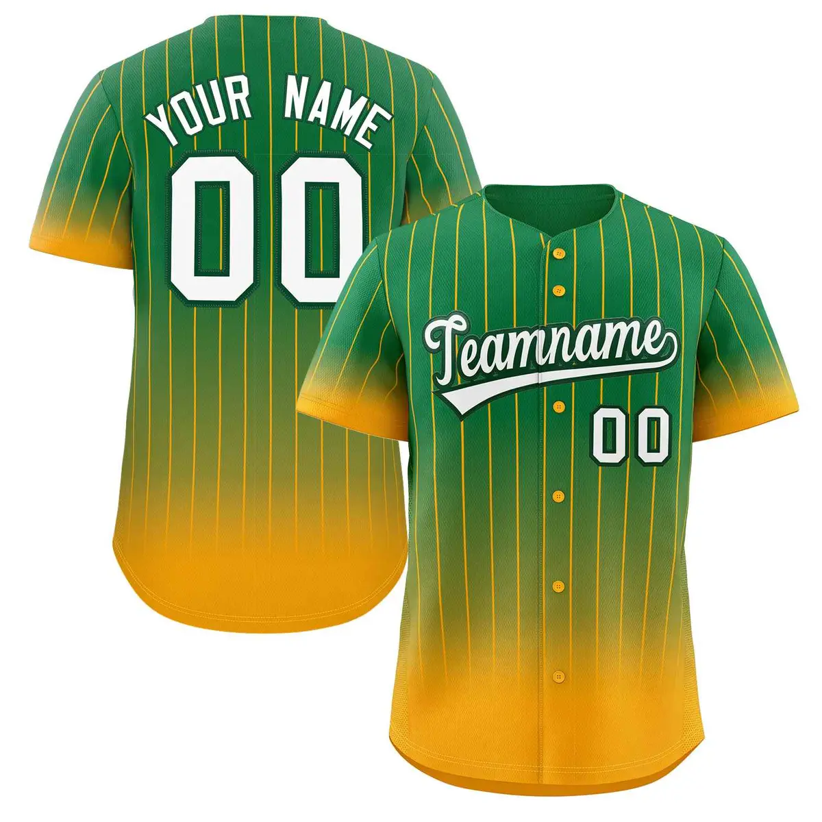 Teal Yellow-White Gradient Stripe Baseball Jersey