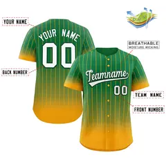 Teal Yellow-White Gradient Stripe Baseball Jersey 2