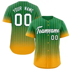 Teal Yellow-White Gradient Stripe Baseball Jersey