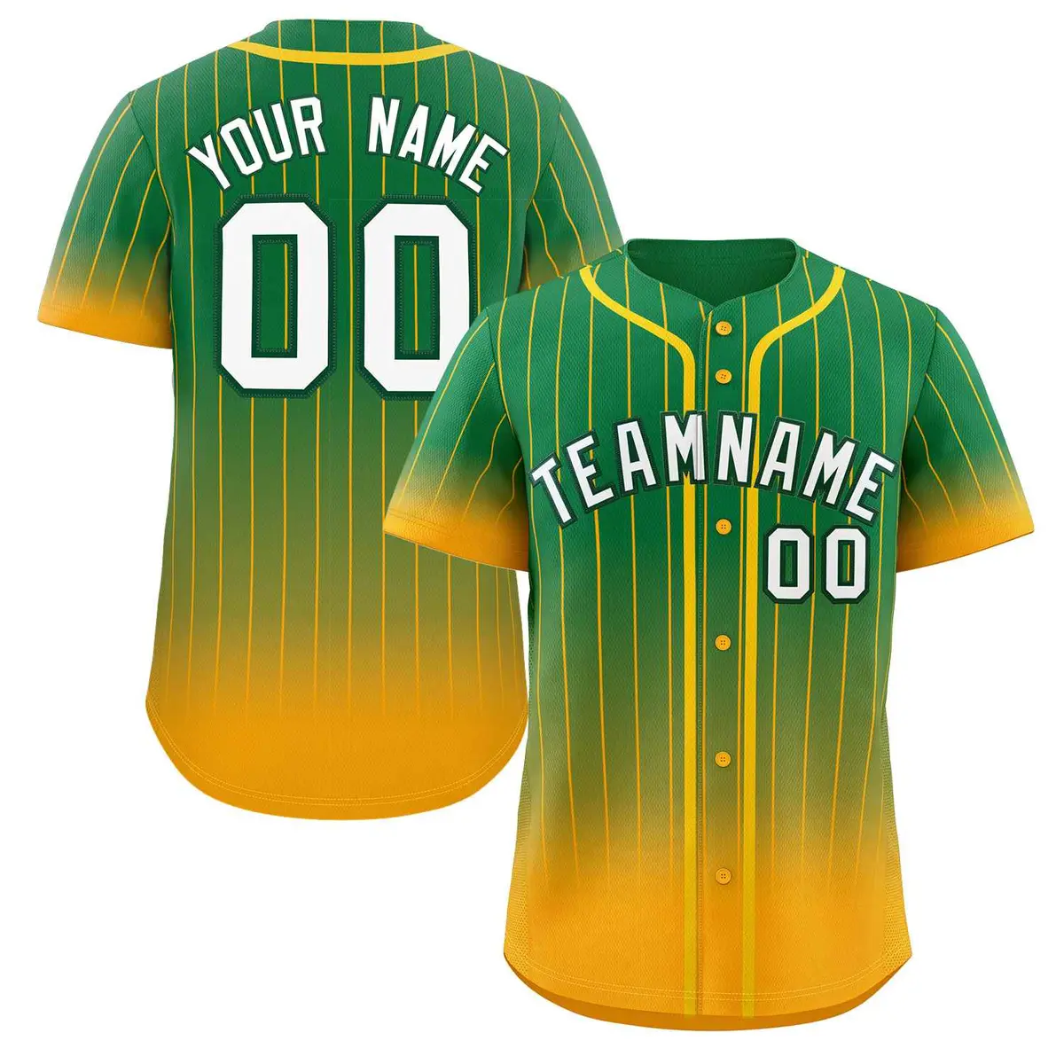 Teal Yellow-White Gradient Stripe Baseball Jersey
