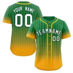 Teal Yellow-White Gradient Stripe Baseball Jersey