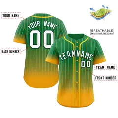 Teal Yellow-White Gradient Stripe Baseball Jersey 2