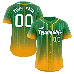Teal Yellow-White Gradient Stripe Baseball Jersey