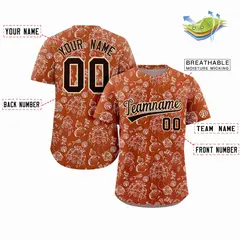 Texas Orange 3D Graffiti Pattern Baseball Jersey 2