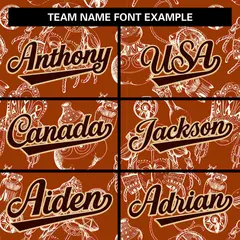 Texas Orange 3D Graffiti Pattern Baseball Jersey 3