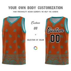 Texas Orange Aqua Cashew Pattern Basketball Uniform Jersey 10