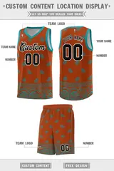 Texas Orange Aqua Cashew Pattern Basketball Uniform Jersey 12