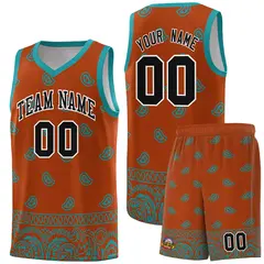 Texas Orange Aqua Cashew Pattern Basketball Uniform Jersey 15