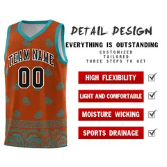 Texas Orange Aqua Cashew Pattern Basketball Uniform Jersey 16