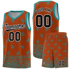 Texas Orange Aqua Cashew Pattern Basketball Uniform Jersey 22