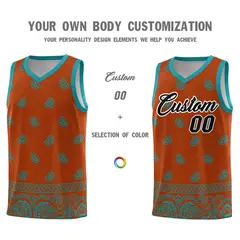 Texas Orange Aqua Cashew Pattern Basketball Uniform Jersey 3