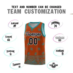 Texas Orange Aqua Cashew Pattern Basketball Uniform Jersey 32