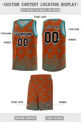 Texas Orange Aqua Cashew Pattern Basketball Uniform Jersey 33