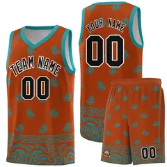 Texas Orange Aqua Cashew Pattern Basketball Uniform Jersey 36