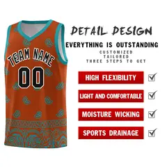 Texas Orange Aqua Cashew Pattern Basketball Uniform Jersey 37