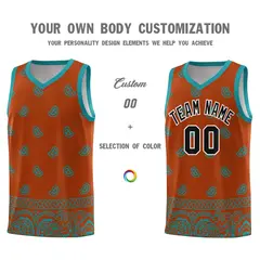 Texas Orange Aqua Cashew Pattern Basketball Uniform Jersey 38
