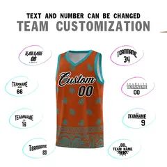 Texas Orange Aqua Cashew Pattern Basketball Uniform Jersey 4