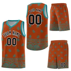 Texas Orange Aqua Cashew Pattern Basketball Uniform Jersey 41