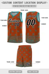 Texas Orange Aqua Cashew Pattern Basketball Uniform Jersey 5