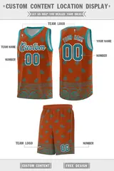 Texas Orange Aqua Cashew Pattern Basketball Uniform Jersey 12