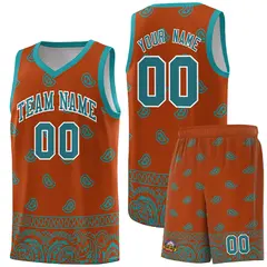 Texas Orange Aqua Cashew Pattern Basketball Uniform Jersey 15