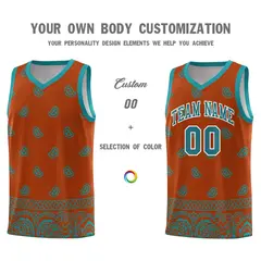 Texas Orange Aqua Cashew Pattern Basketball Uniform Jersey 17