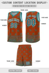 Texas Orange Aqua Cashew Pattern Basketball Uniform Jersey 19