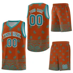 Texas Orange Aqua Cashew Pattern Basketball Uniform Jersey 20