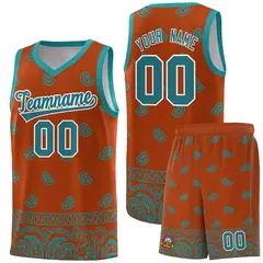 Texas Orange Aqua Cashew Pattern Basketball Uniform Jersey 22