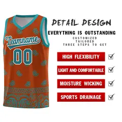 Texas Orange Aqua Cashew Pattern Basketball Uniform Jersey 23