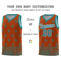 Texas Orange Aqua Cashew Pattern Basketball Uniform Jersey 24