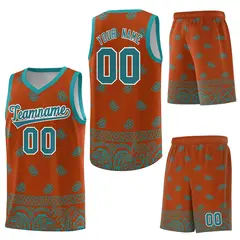 Texas Orange Aqua Cashew Pattern Basketball Uniform Jersey 27