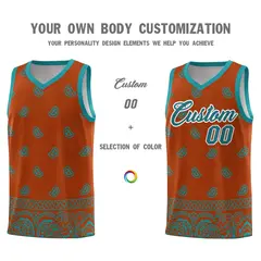 Texas Orange Aqua Cashew Pattern Basketball Uniform Jersey 3
