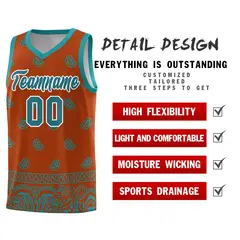 Texas Orange Aqua Cashew Pattern Basketball Uniform Jersey 30