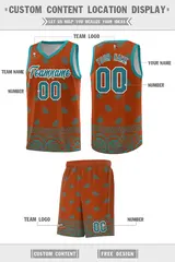 Texas Orange Aqua Cashew Pattern Basketball Uniform Jersey 33
