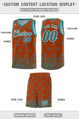 Texas Orange Aqua Cashew Pattern Basketball Uniform Jersey 5