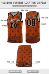 Texas Orange Black Cashew Pattern Basketball Uniform Jersey 12