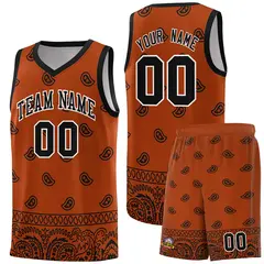 Texas Orange Black Cashew Pattern Basketball Uniform Jersey 15