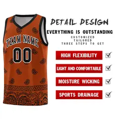 Texas Orange Black Cashew Pattern Basketball Uniform Jersey 16