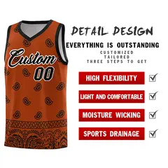 Texas Orange Black Cashew Pattern Basketball Uniform Jersey 2