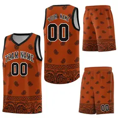 Texas Orange Black Cashew Pattern Basketball Uniform Jersey 20