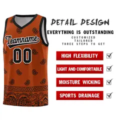 Texas Orange Black Cashew Pattern Basketball Uniform Jersey 23
