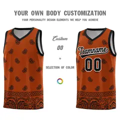 Texas Orange Black Cashew Pattern Basketball Uniform Jersey 24