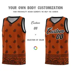 Texas Orange Black Cashew Pattern Basketball Uniform Jersey 3
