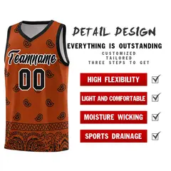 Texas Orange Black Cashew Pattern Basketball Uniform Jersey 30