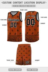 Texas Orange Black Cashew Pattern Basketball Uniform Jersey 33